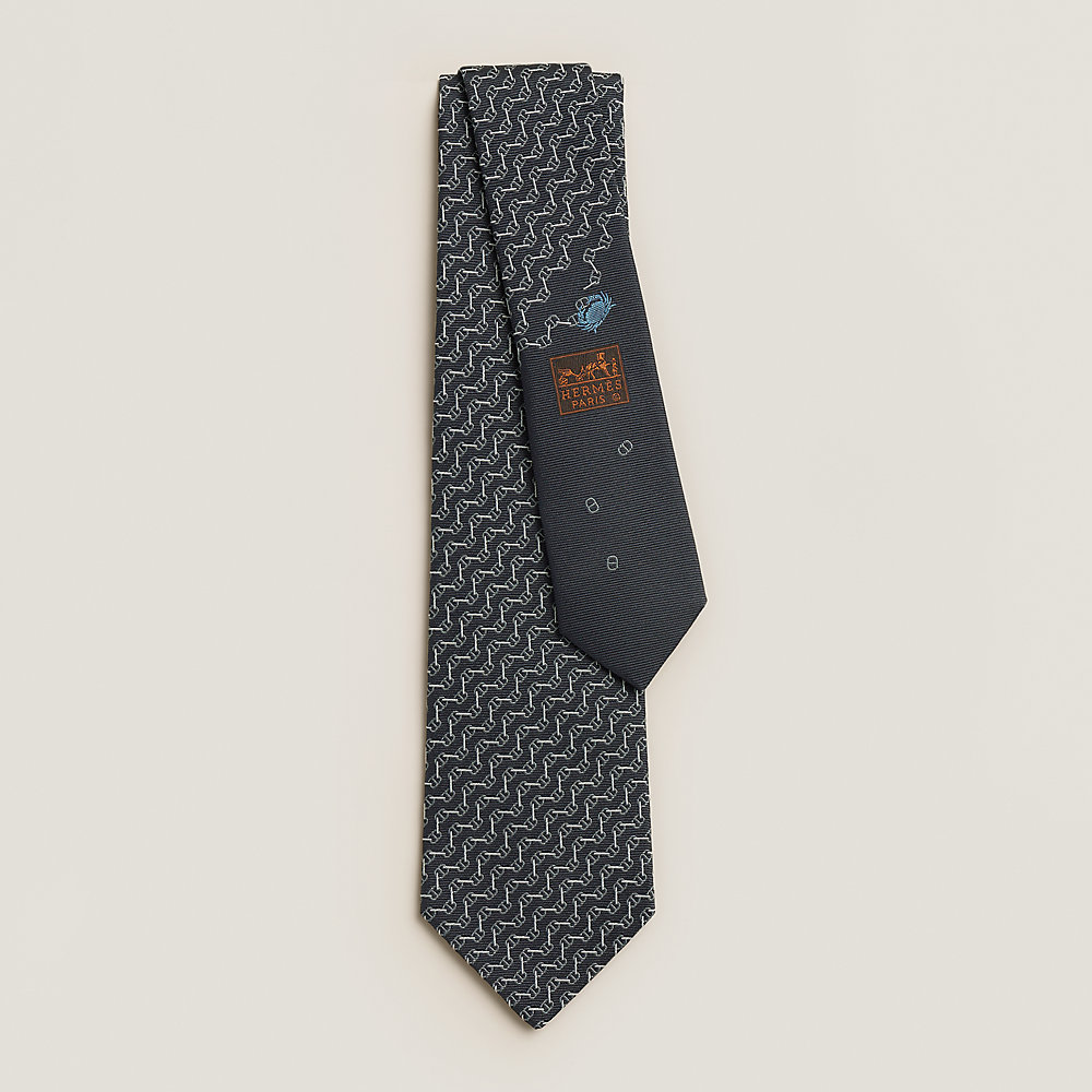 シルクタイ 7 cm 《クラブ・デシェネ》 - ブラック | Hermès